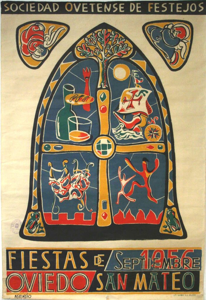 Cartel ganador diseñado por Carlos Asensio para las fiestas de San Mateo en 1956